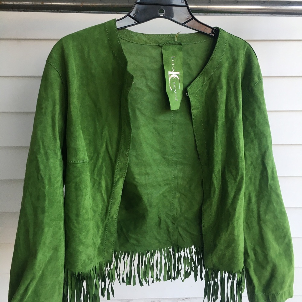 Luisa Cerano  Sz 10 Goat Suede Leather Fringe Top